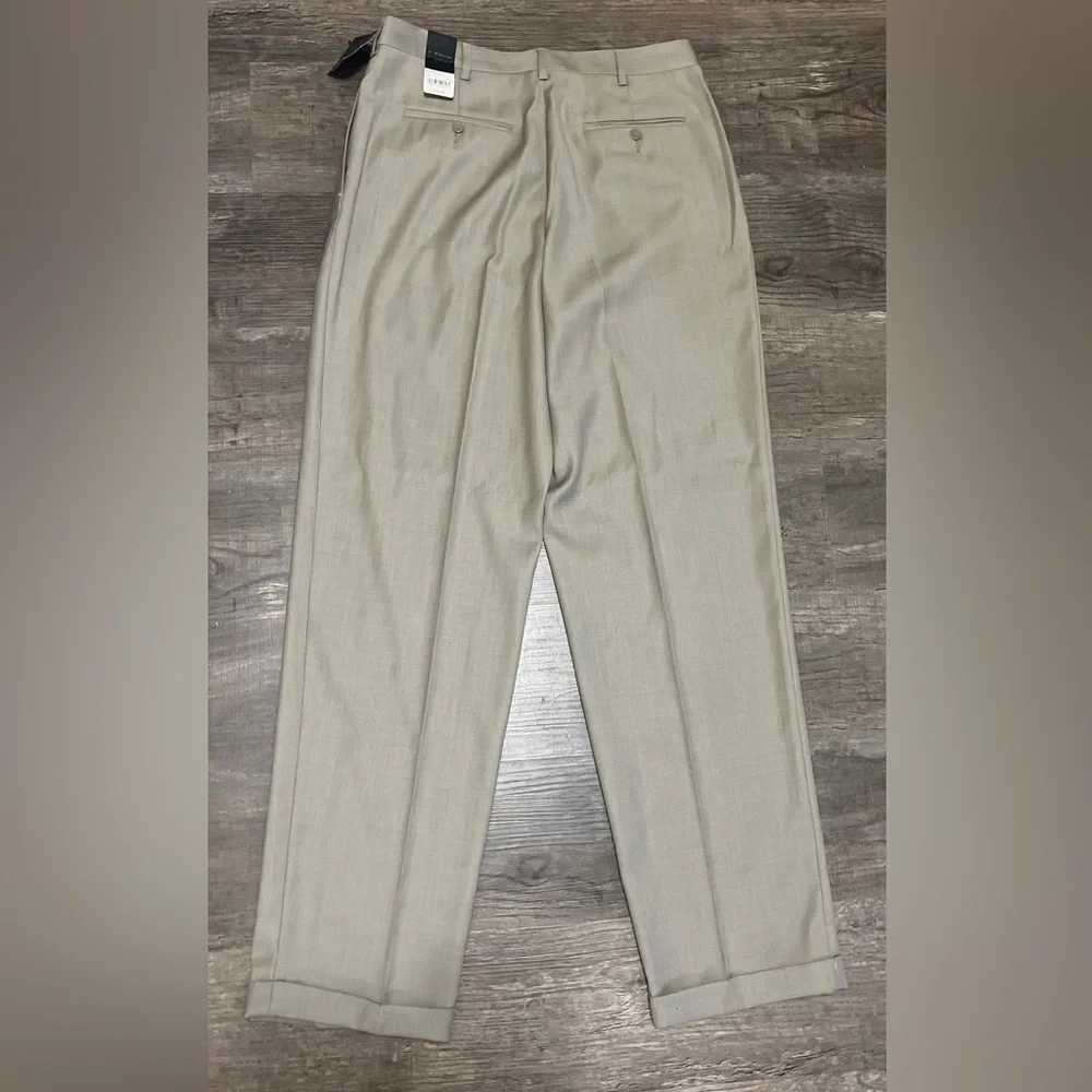 NWT J. Ferrar Men's Light Beige Flat Front Dress Slacks